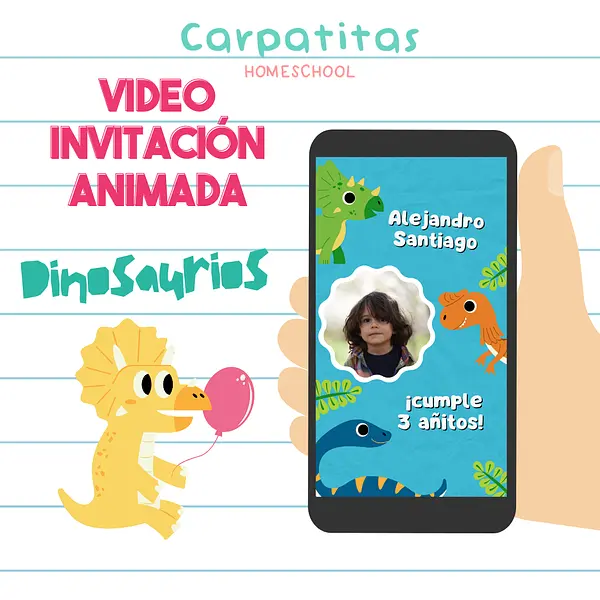 Video Invitación Animada de Cumpleaños Dinosaurios