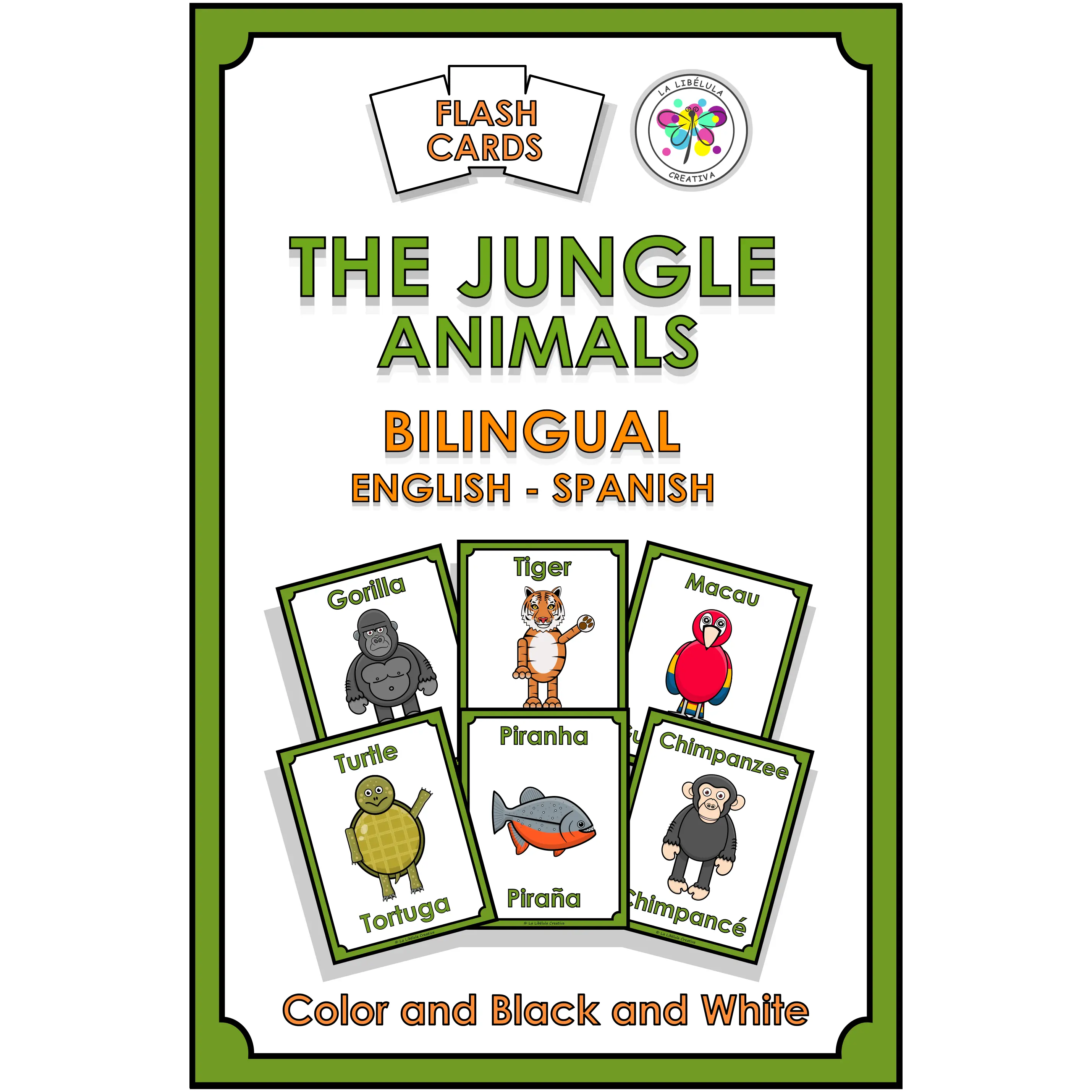 Flash Cards Jungle Animals Bilingual English Spanish Selva Animales Ingles Español