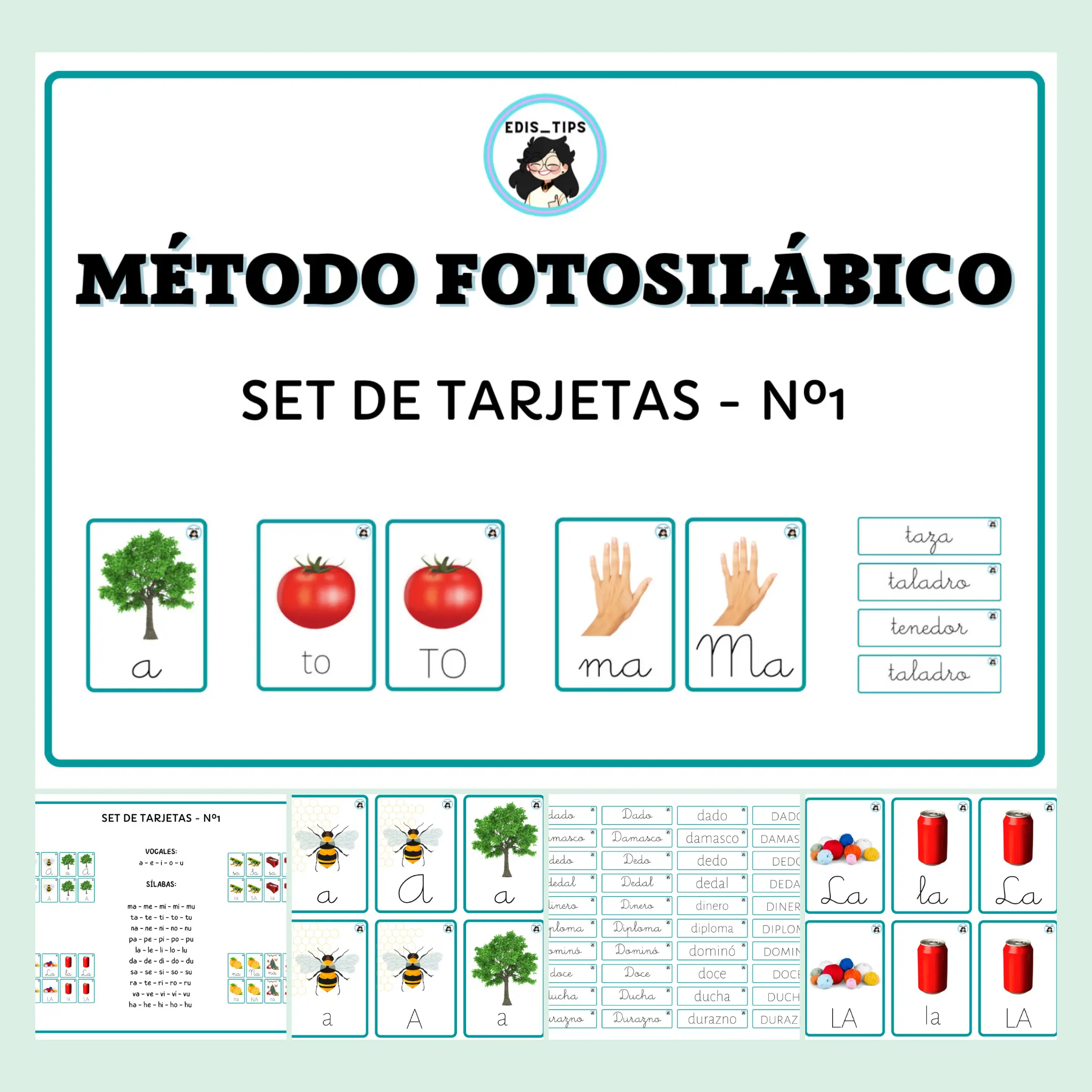 TARJETAS MÉTODO FOTOSILÁBICO - SET Nº1