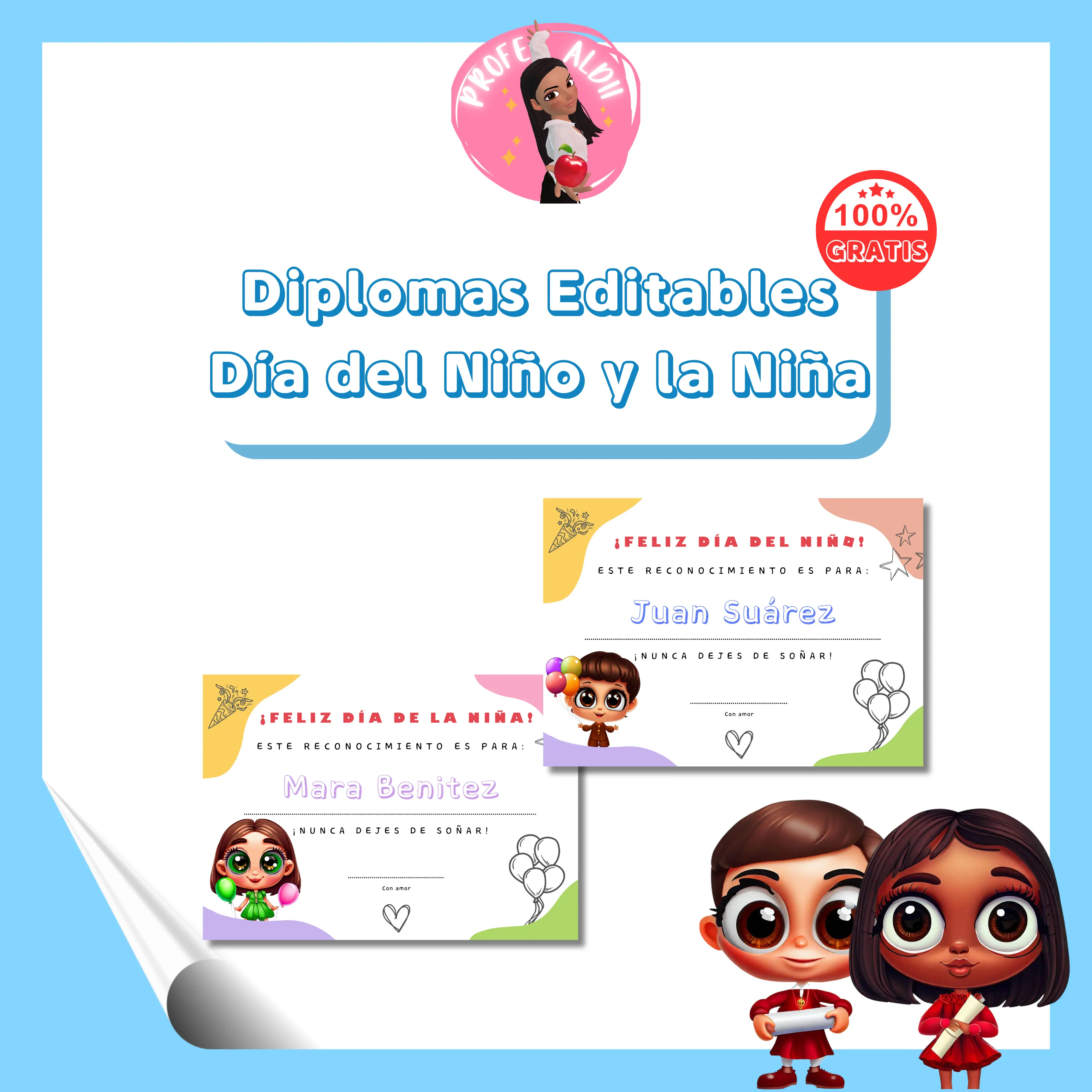 Diplomas Editables Día del Niño y la Niña
