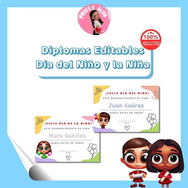 Diplomas Editables Día del Niño y la Niña