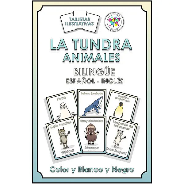 Flash Cards Tundra Animales Ingles Español Animals Bilingual English Spanish