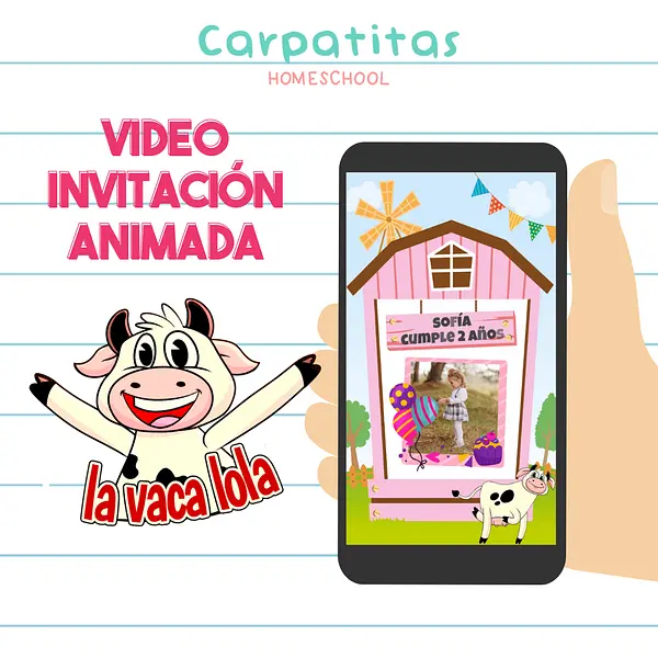 Video Invitación Animada de Cumpleaños La Vaca Lola