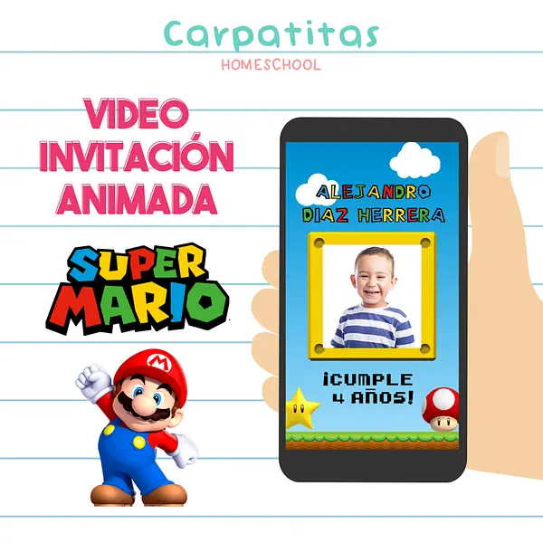 Video Invitación Animada de Cumpleaños Super Mario