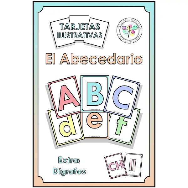 Spanish Flash Cards Alphabet ABC Digraphs Tarjetas Abecedario Dígrafos Pastel