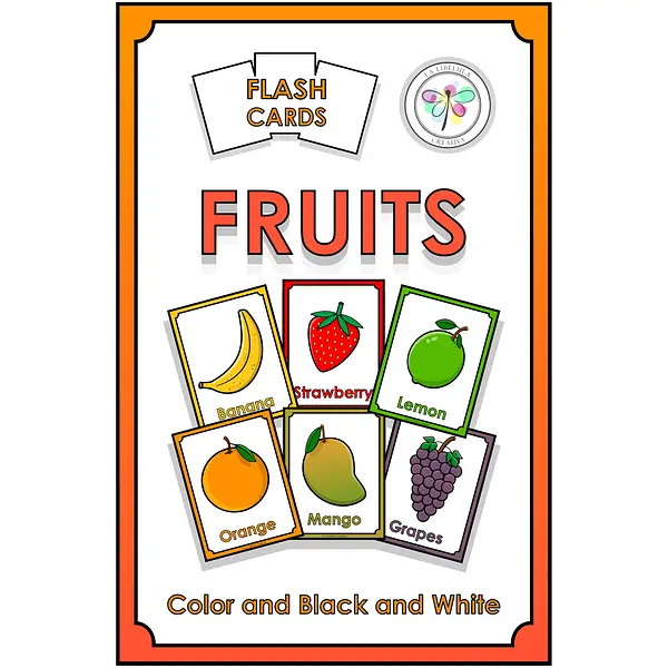 Flash Cards Fruits Color Cut Food Healthy