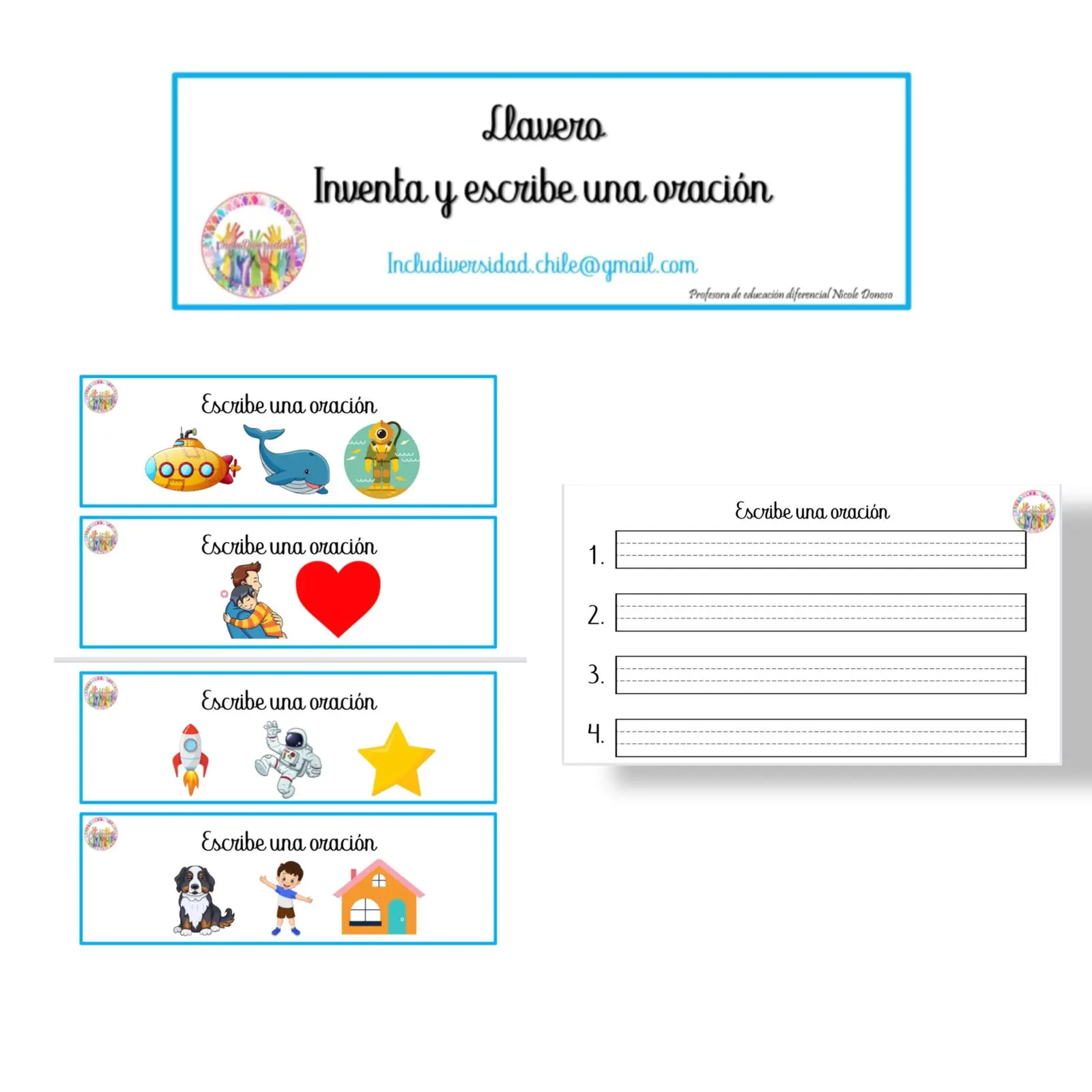Llavero: inventa y escribe una oración