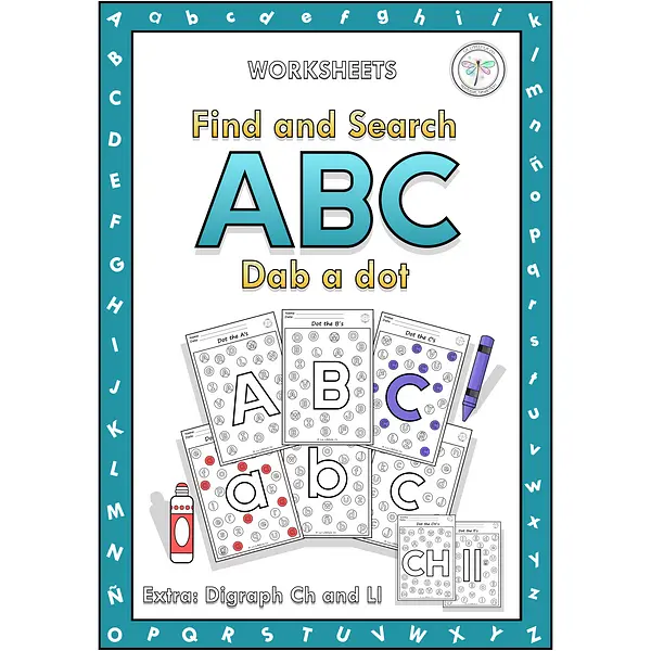 Find and Search ABC Dab a Dot Alphabet Spanish version Color the letters