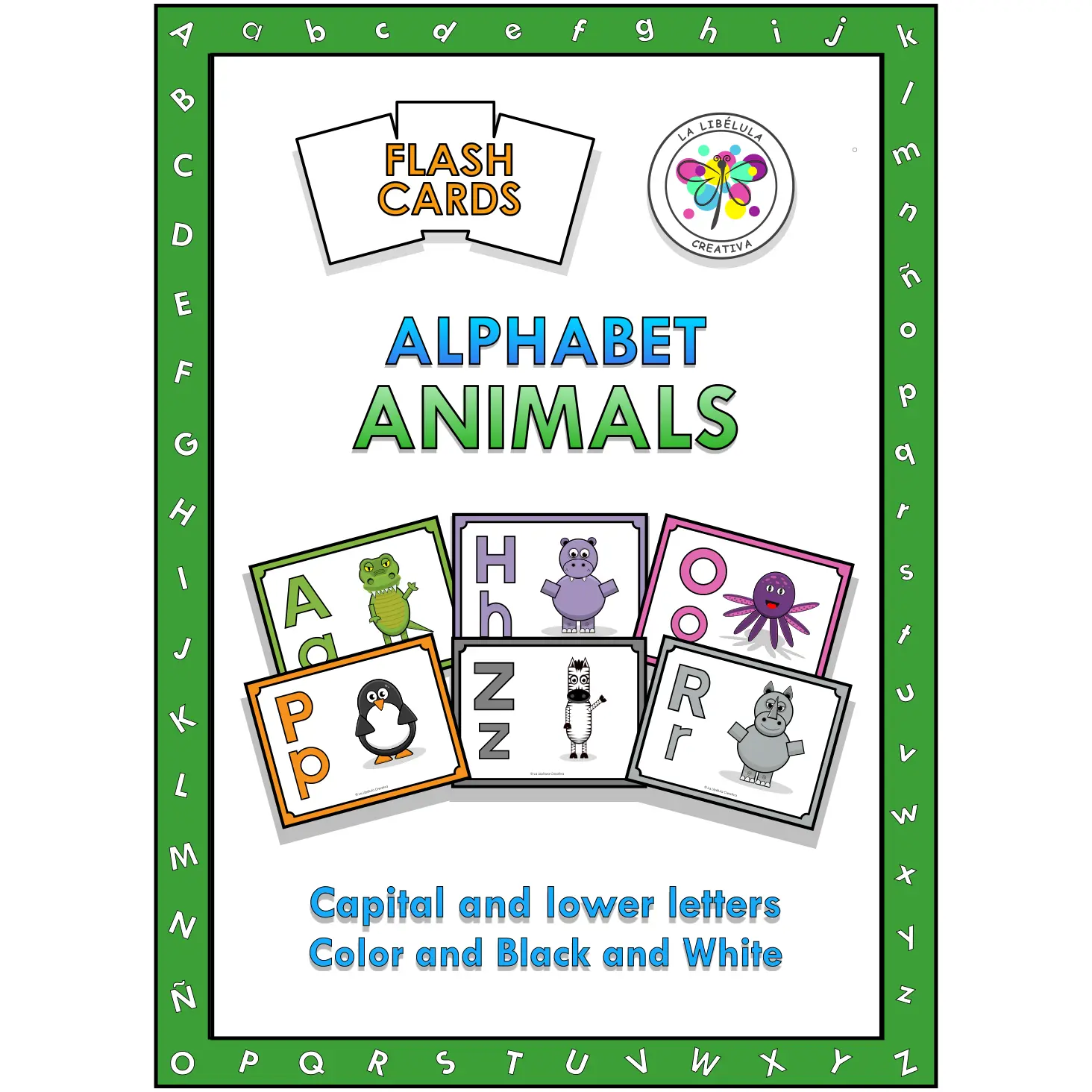 Flash Cards Alphabet Animals Color Cut ABC Letters