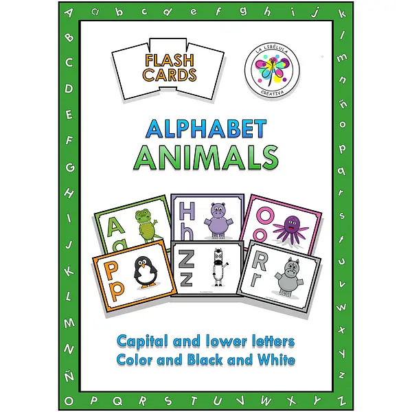 Flash Cards Alphabet Animals Color Cut ABC Letters