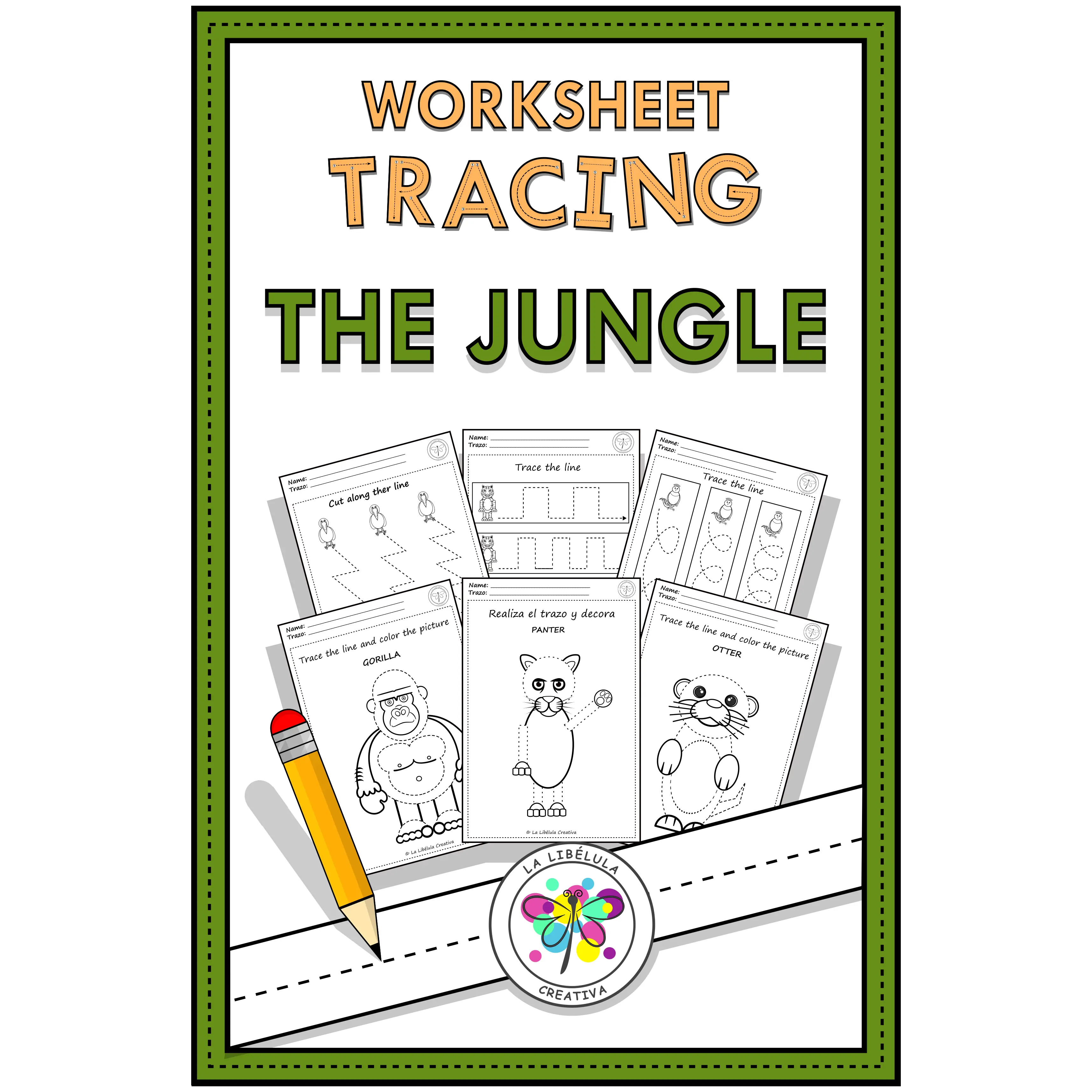 Worksheets Tracing Activities Jungle Animals Cut Color Craft