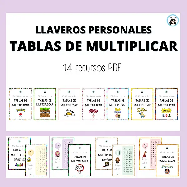 LLAVEROS PERSONALES - TABLAS DE MULTIPLICAR