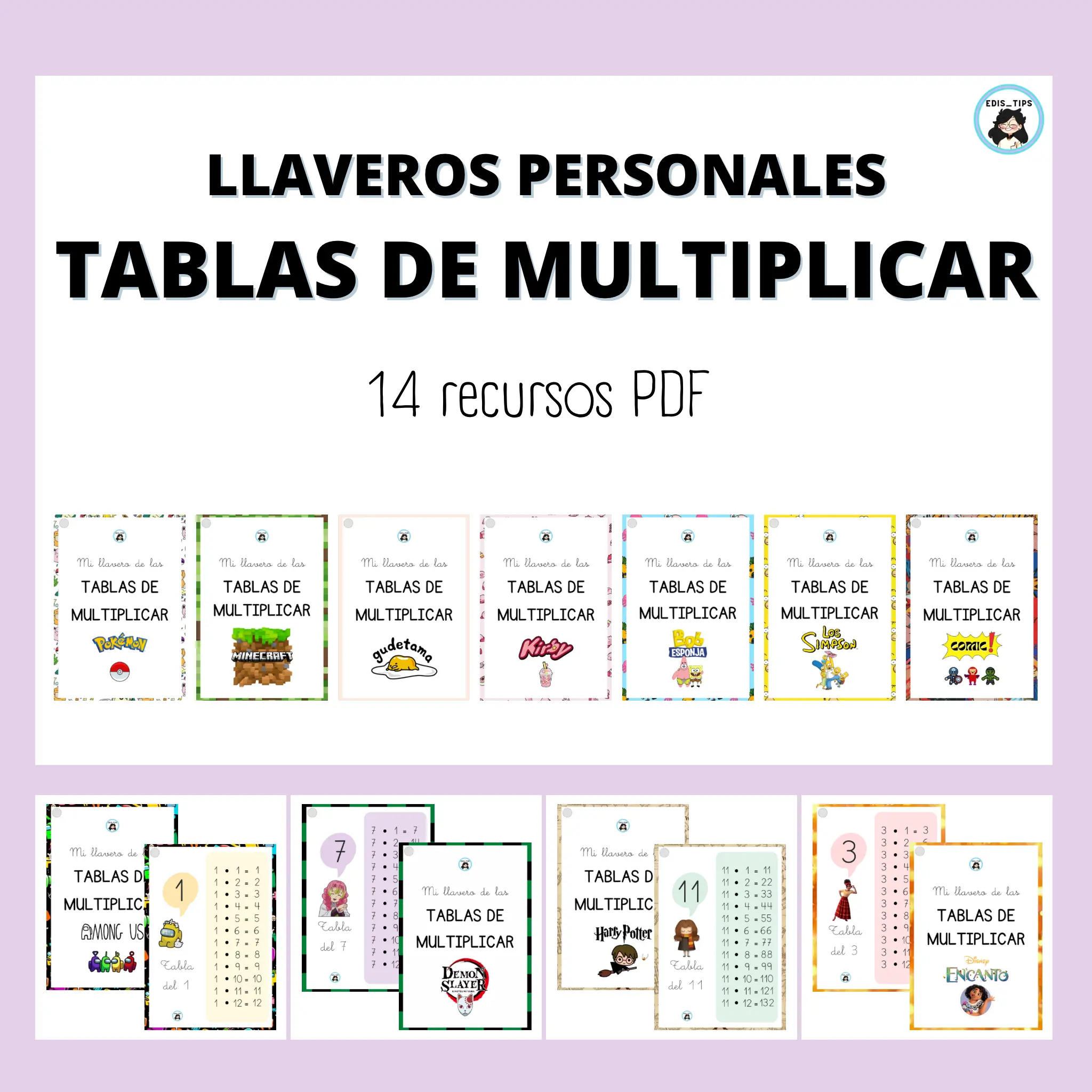 LLAVEROS PERSONALES - TABLAS DE MULTIPLICAR