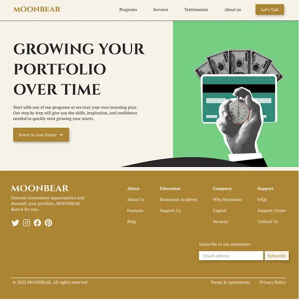 Landing page website design