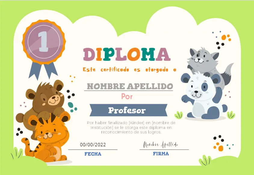 Plantilla Editable en PowerPoint: Diplomas de Animales