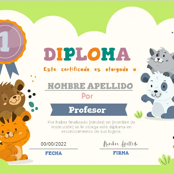Plantilla Editable en PowerPoint: Diplomas de Animales