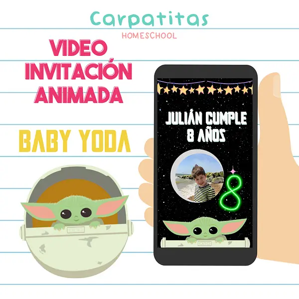 Video Invitación Animada de Cumpleaños Baby Yoda
