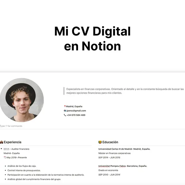 Crea tu CV Digital en Notion - Plantilla