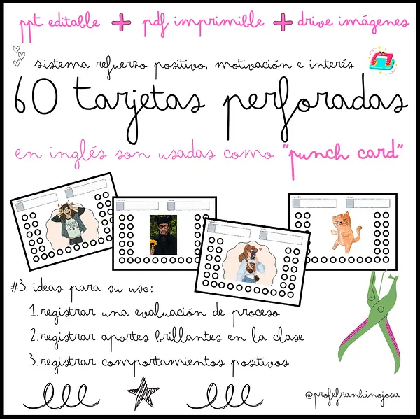60 Tarjetas perforadas "Punch card"