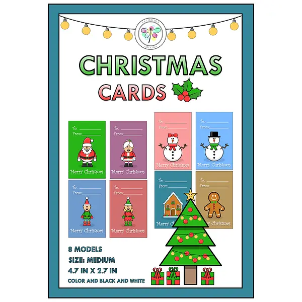 Christmas Tags Cards Gifts Santa Claus Craft Cut Color BW 1