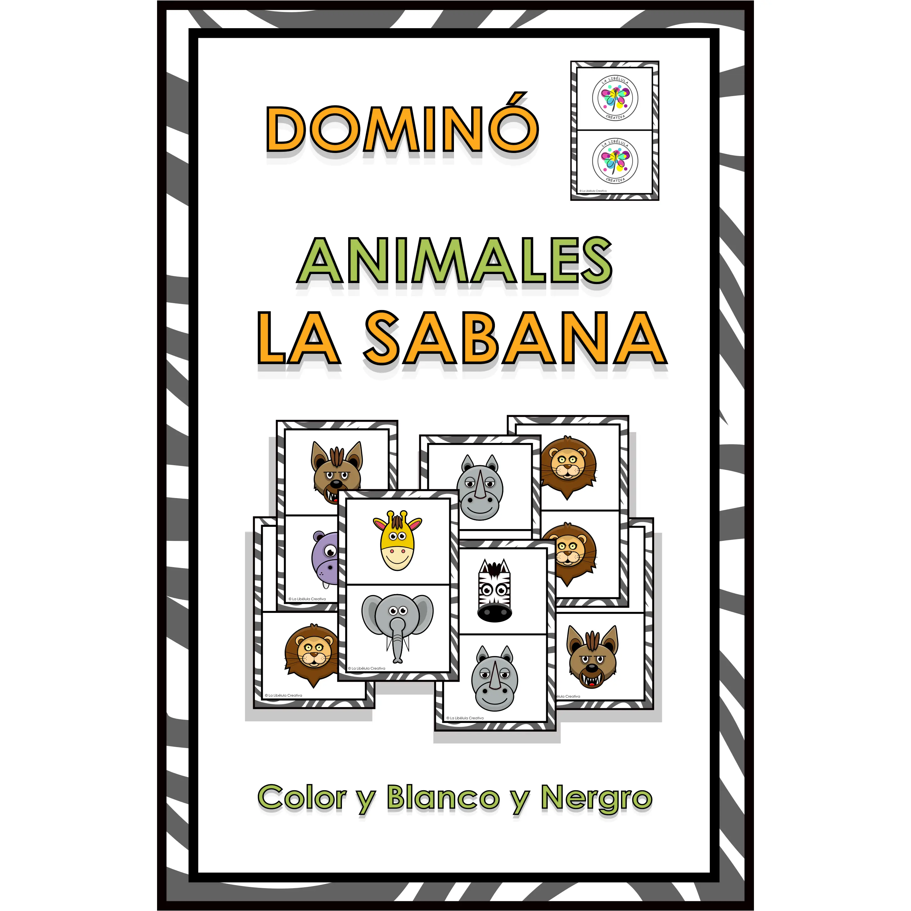 Spanish Domino Game Animals Savanna Dominó Juego Animales Sabana