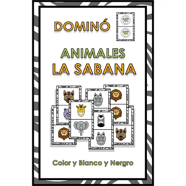 Spanish Domino Game Animals Savanna Dominó Juego Animales Sabana