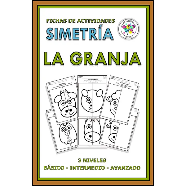 Spanish Worksheets Simetry Farm Animals Simetría Granja Animales Color