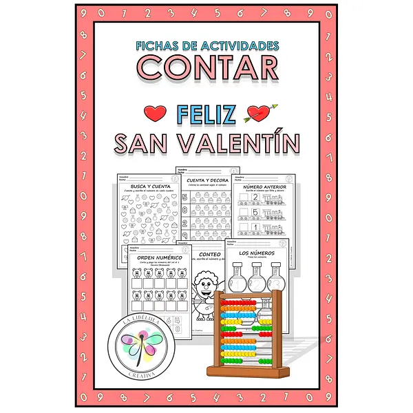 Spanish Count Numbers Color Valentine's Day Contar Números Colorear San Valentín