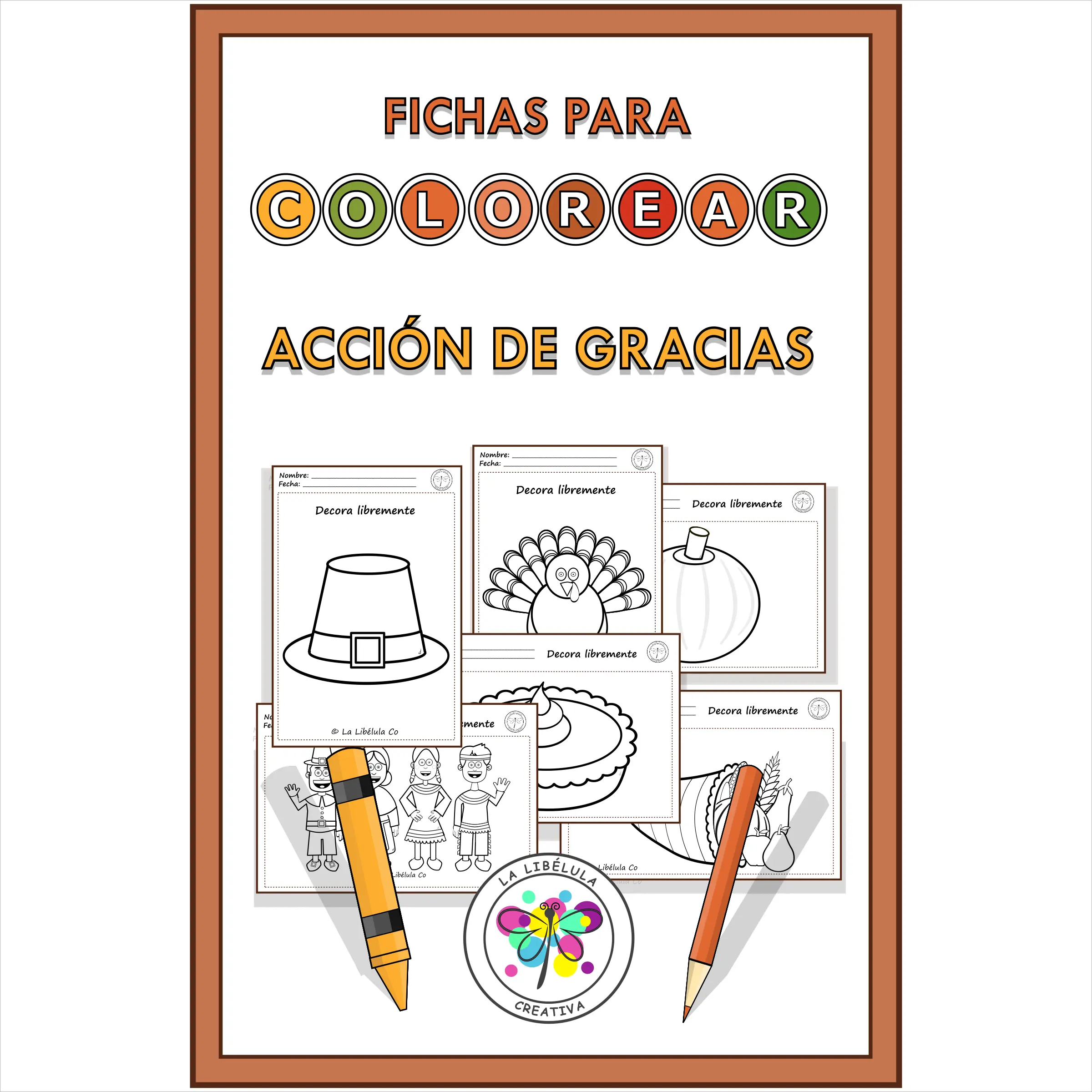 Spanish coloring Thanksgiving Fichas para colorear Acción de gracias