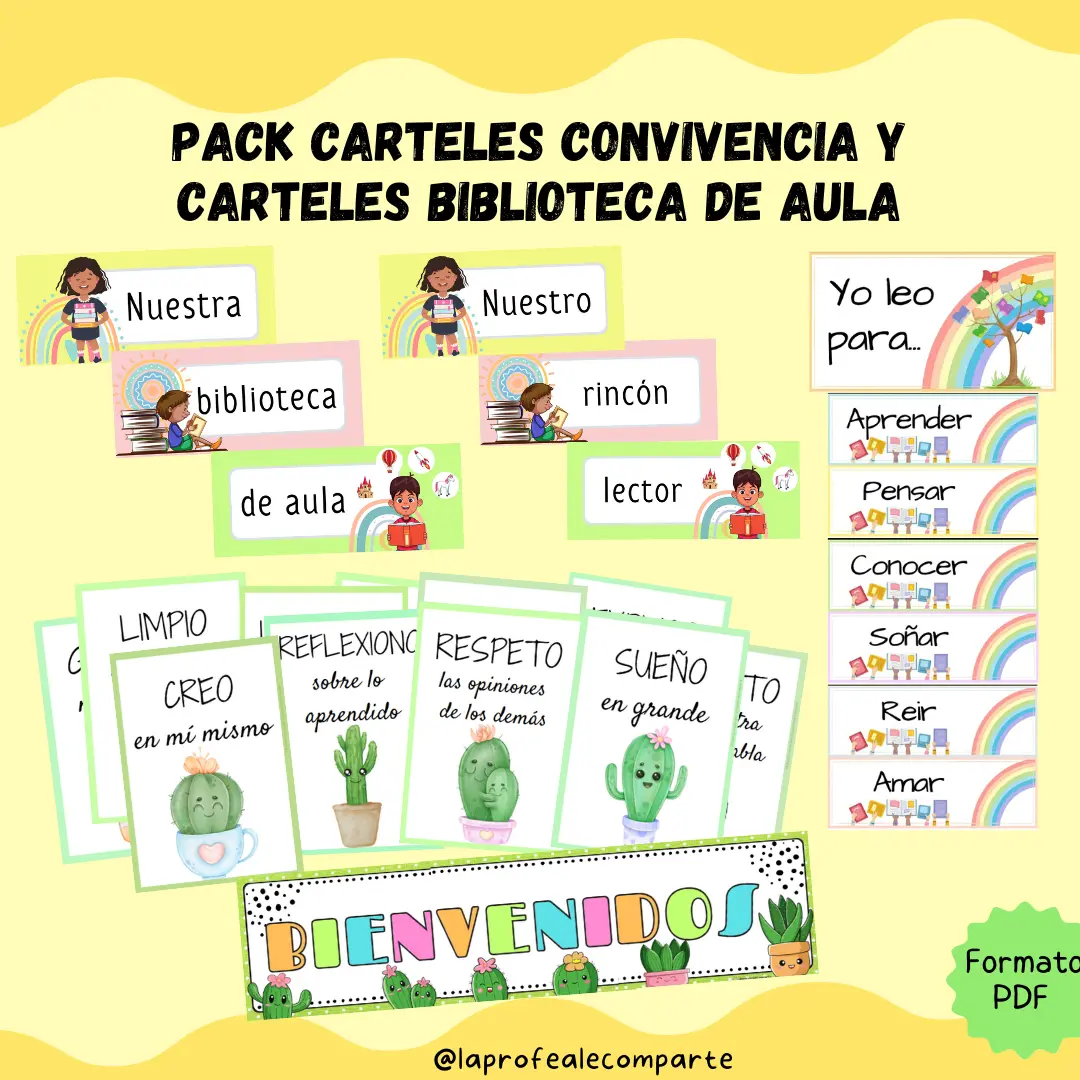 Pack Carteles de convivencia y Carteles Nuestra biblioteca de aula