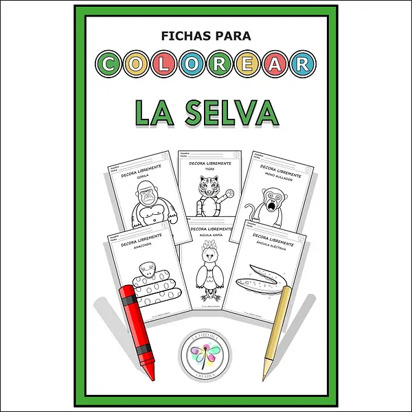 Spanish Worksheets Coloring Jungle Colorear Selva Jungla Animals Animales