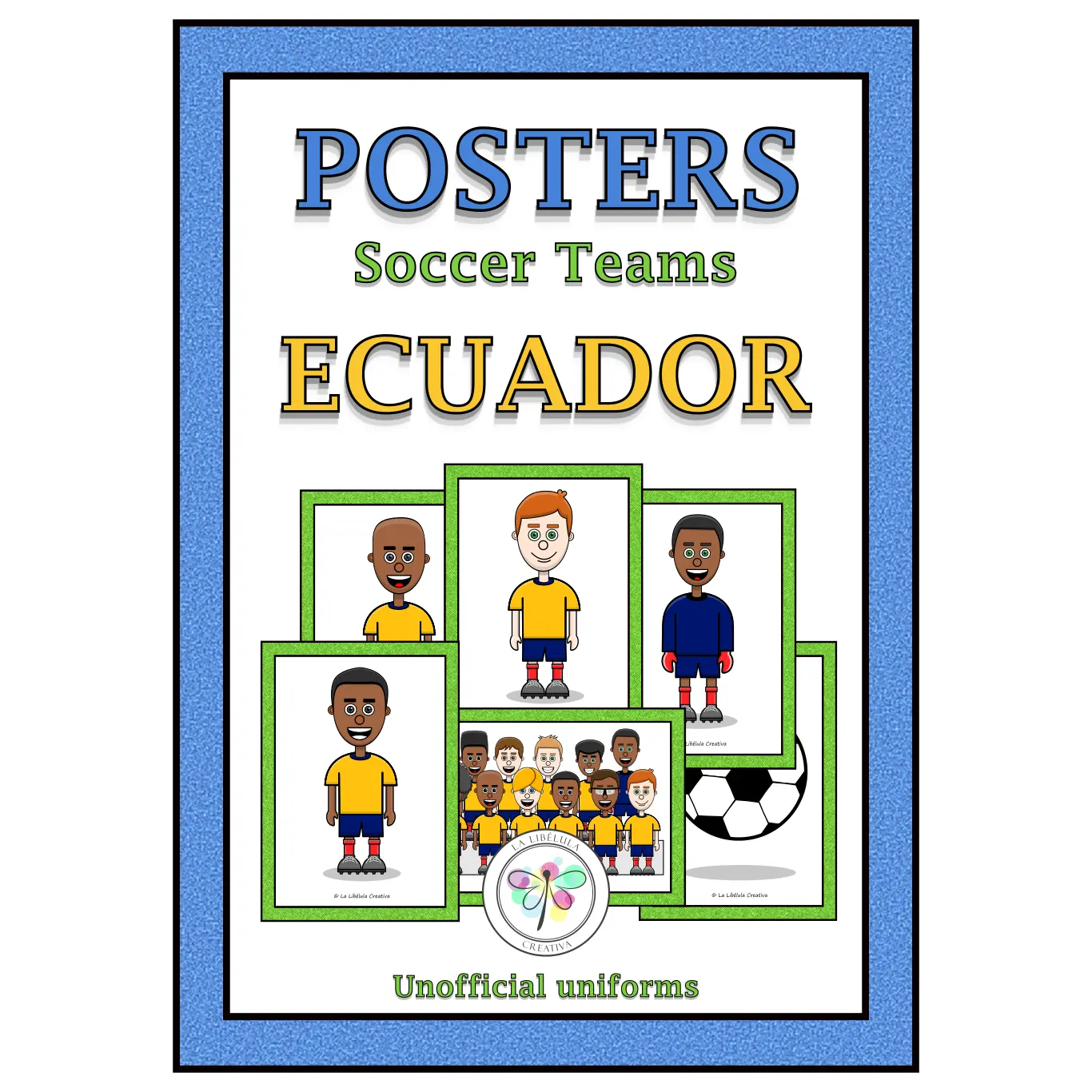 Spanish Posters Soccer Teams Equipos de Fútbol Ecuador Color y Blanco y Negro