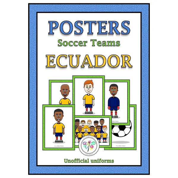 Spanish Posters Soccer Teams Equipos de Fútbol Ecuador Color y Blanco y Negro