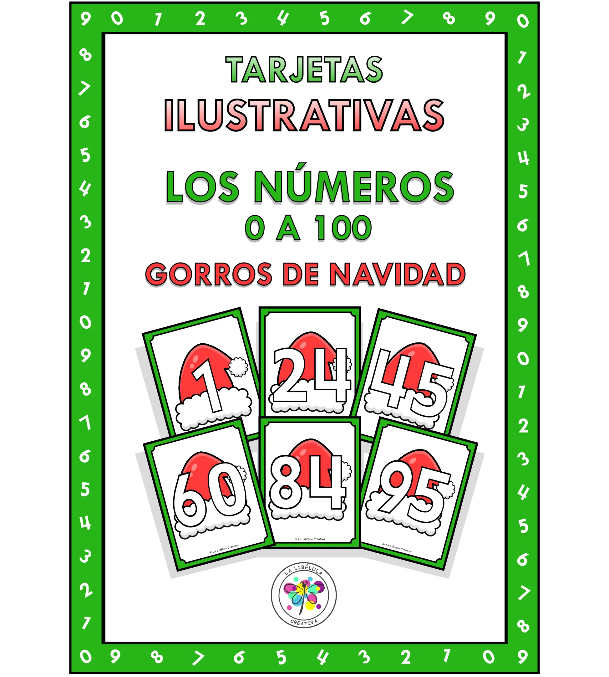 Spanish Flash Cards Christmas Numbers 0 to 100 Tarjetas Números Navidad