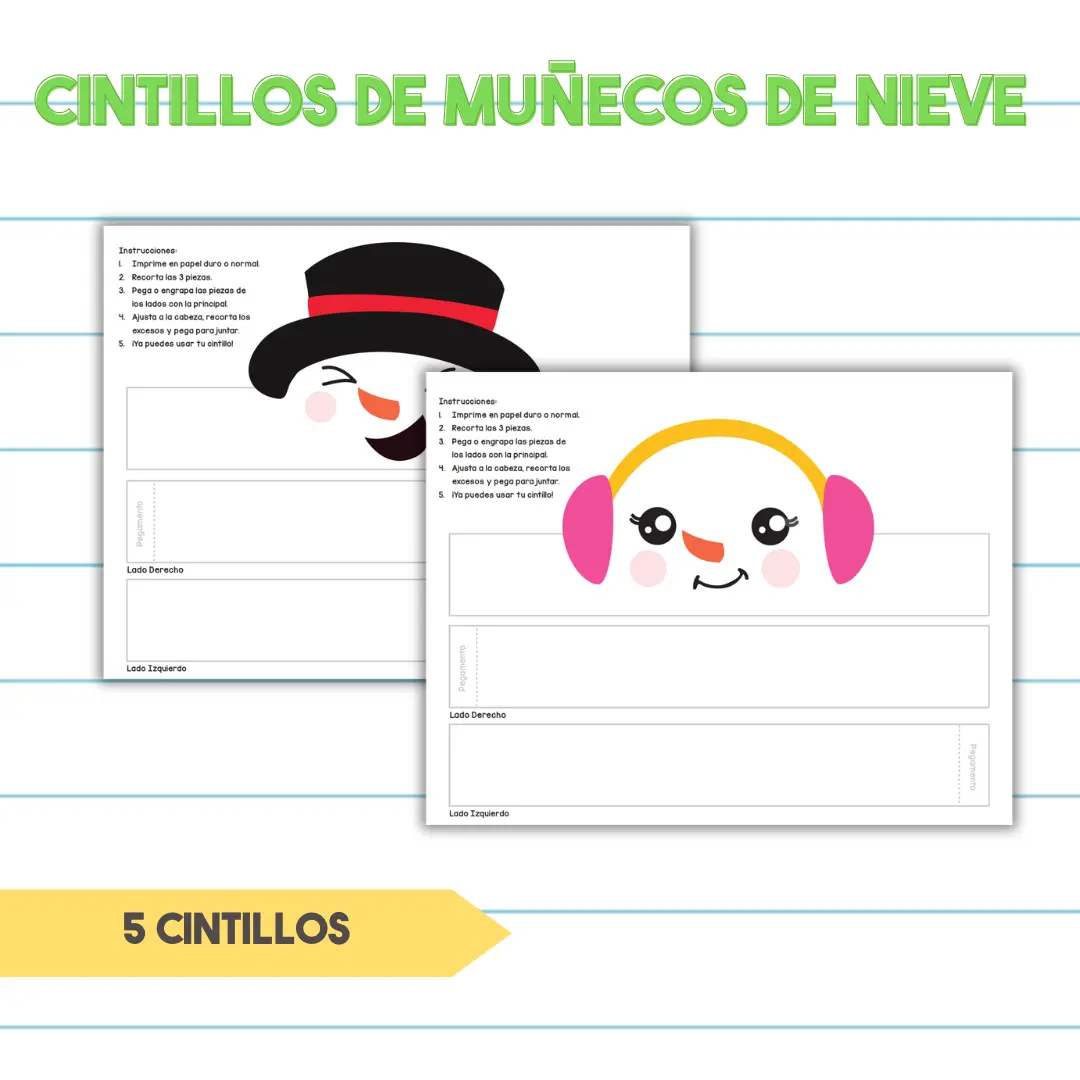 Cintillos de Muñecos de Nieve - PDF Imprimible