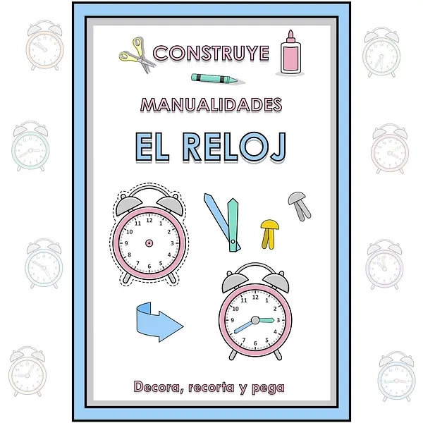 Spanish Build Clock Math Construye Reloj Matemáticas Craft NO PREP Pastel