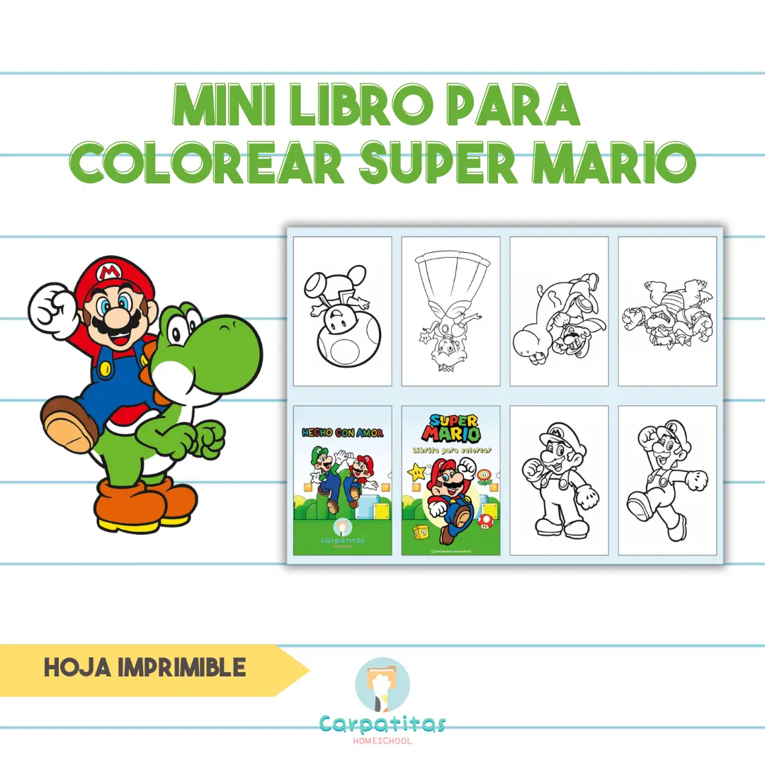 Gratis Mini Librito Para Colorear de Mario - PDF para imprimir