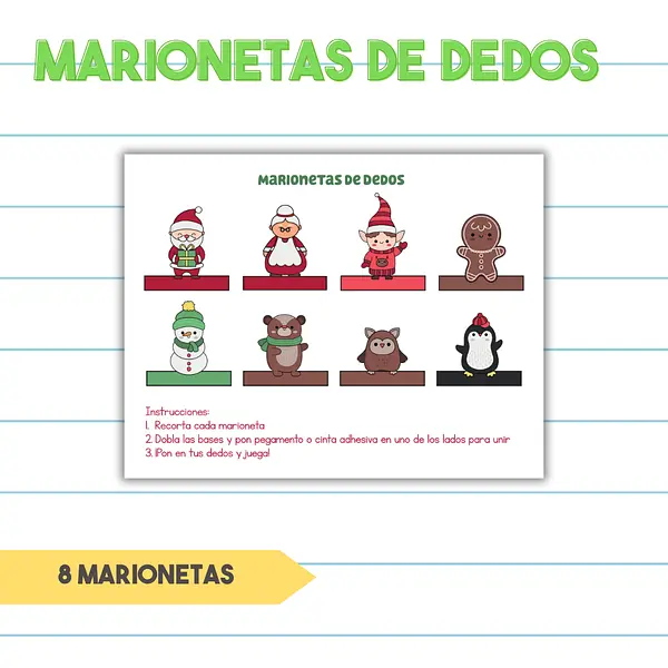Marionetas de Dedos de Navidad - PDF Imprimible