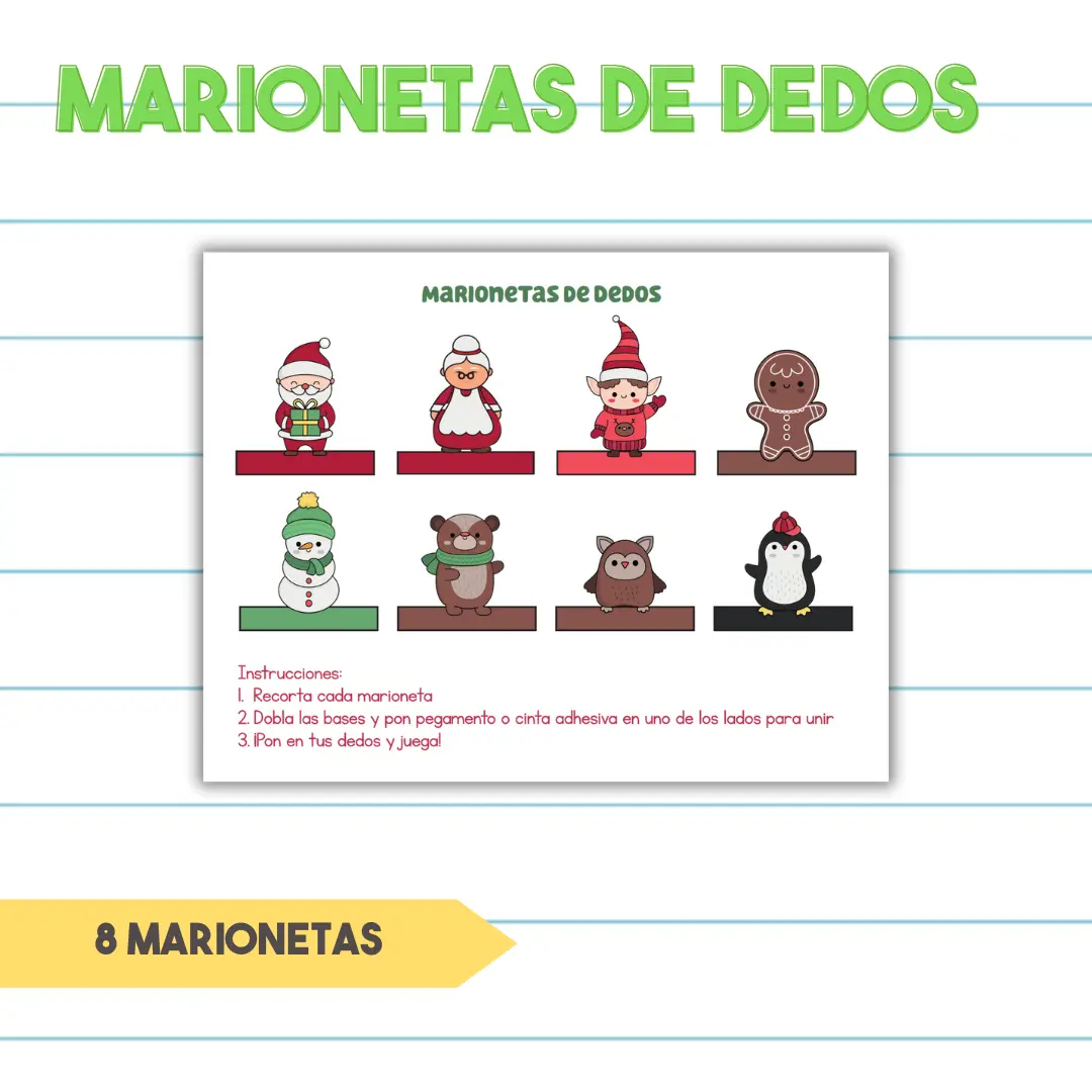 Marionetas de Dedos de Navidad - PDF Imprimible