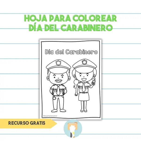 PDF Gratis Hoja Para Colorear Día del Carabinero