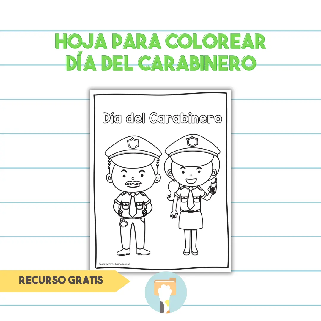 PDF Gratis Hoja Para Colorear Día del Carabinero