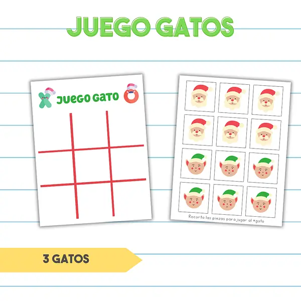 Juego Gatos Recortables de Navidad - PDF Imprimible