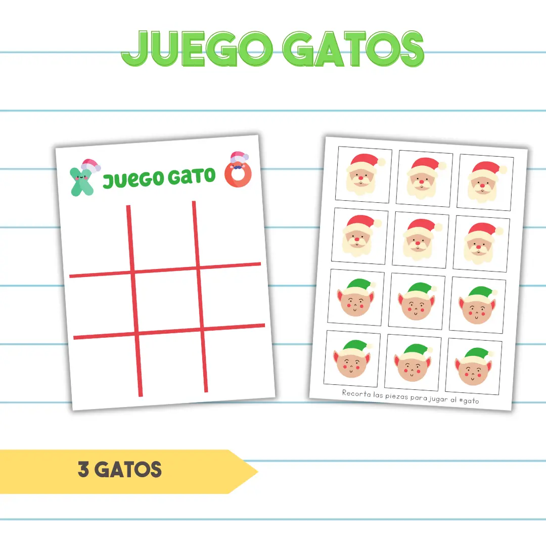 Juego Gatos Recortables de Navidad - PDF Imprimible