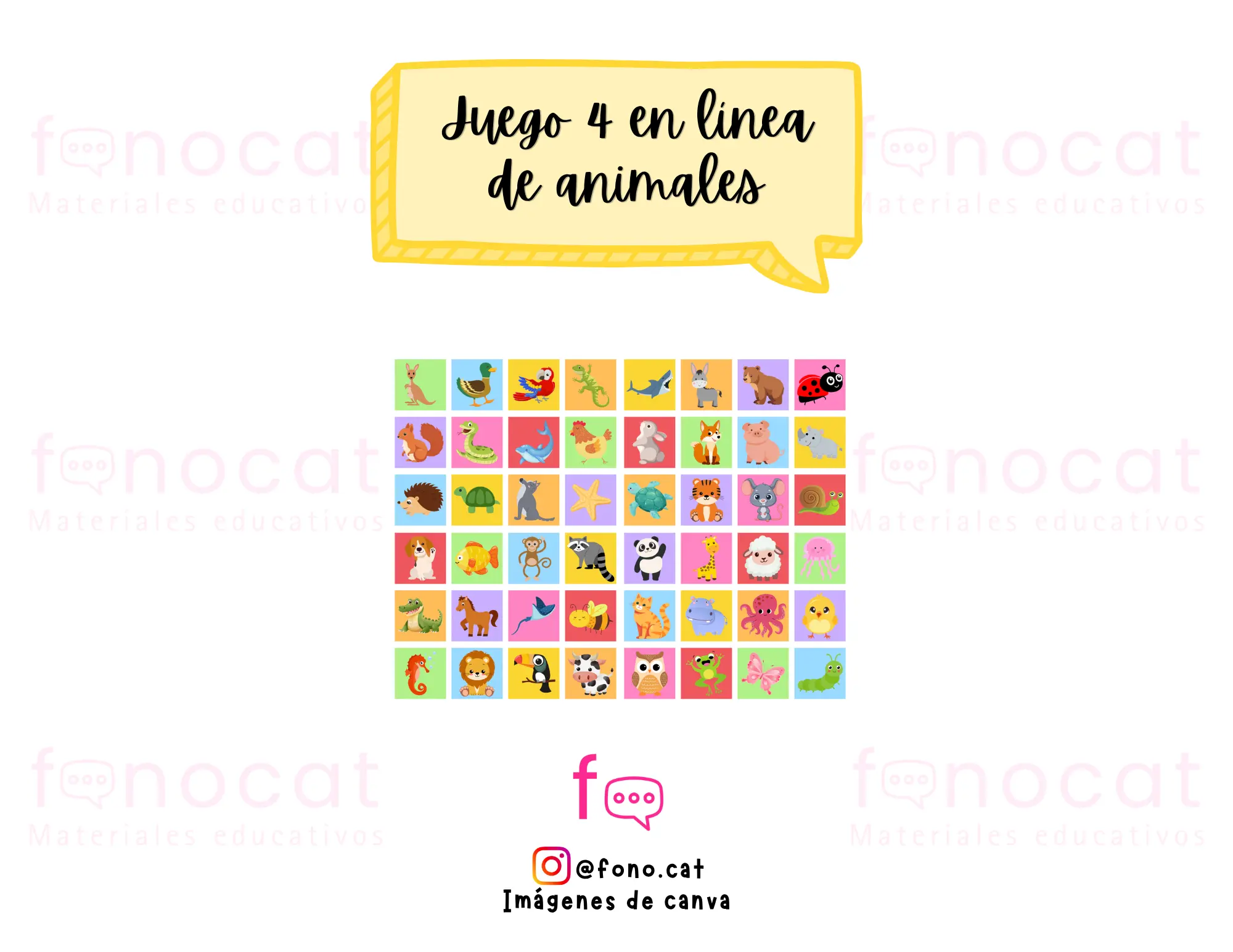 Juego 4 en Línea de Animales (para describir)