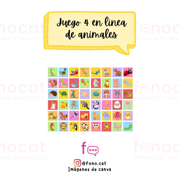 Juego 4 en Línea de Animales (para describir)