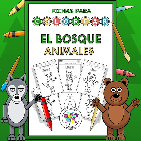 Spanish Worksheets Coloring Forest Animals Colorear Bosque Animales
