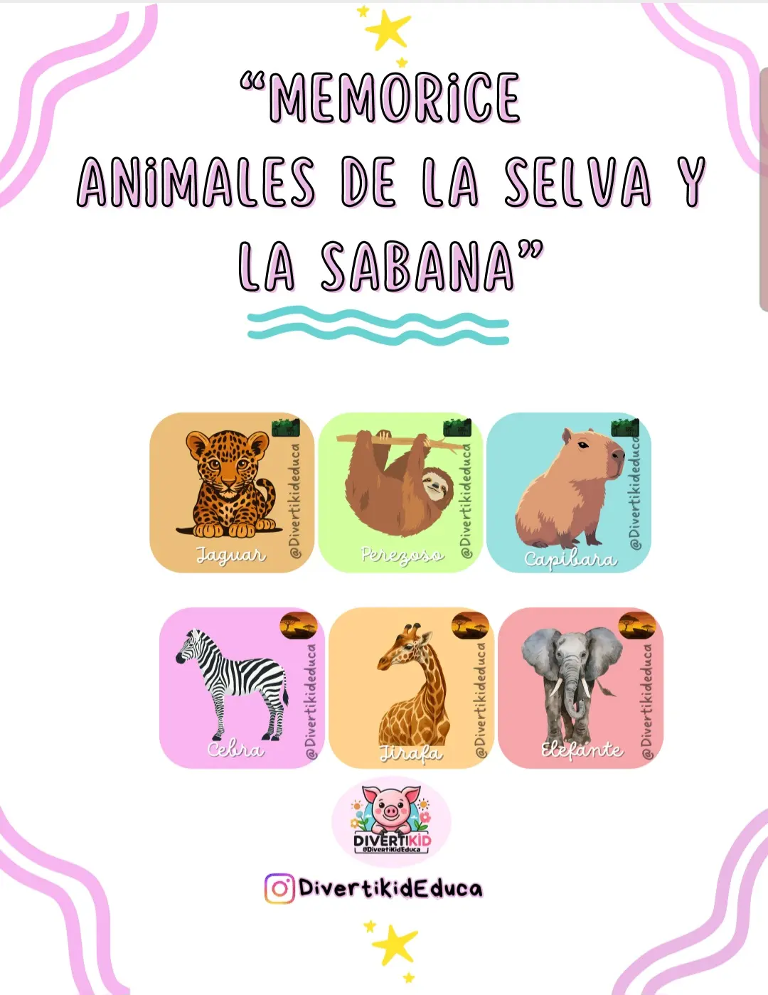 Memorice Animales de la Selva y Sabana