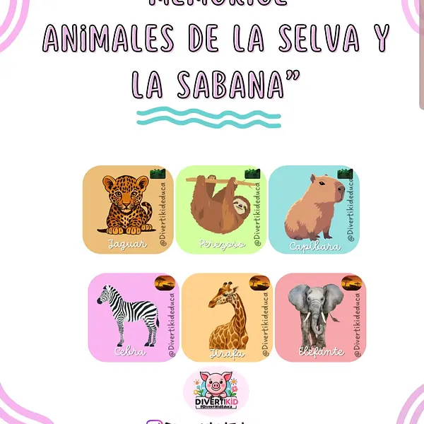 Memorice Animales de la Selva y Sabana