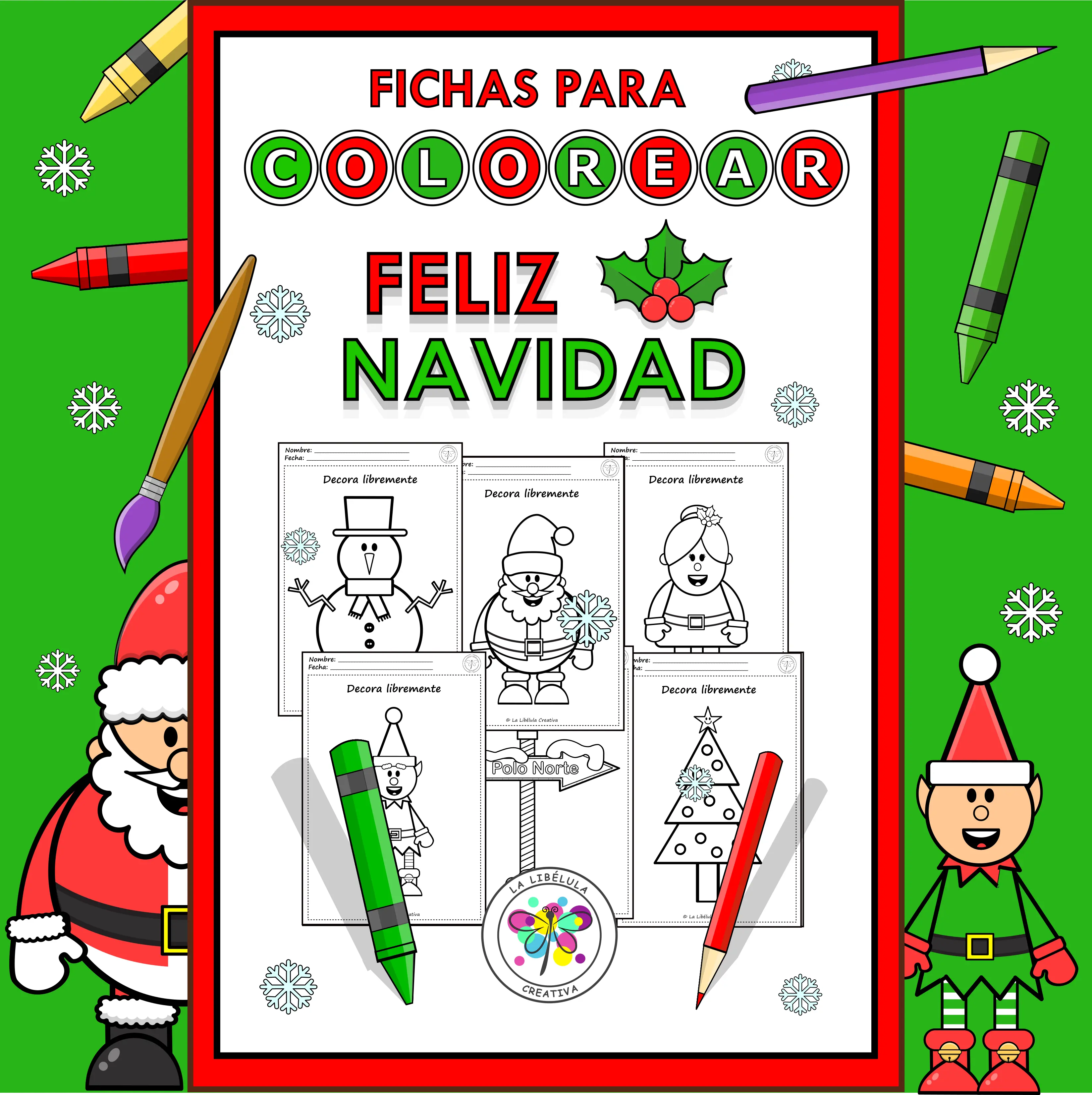 Spanish Coloring Christmas Santa Claus Navidad Colorear Papá Noel Diciembre