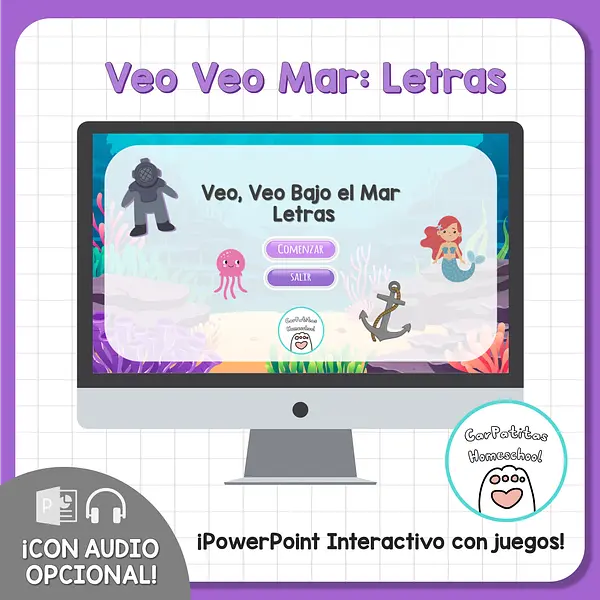 Juego Educativo Veo, veo bajo el mar (letras)